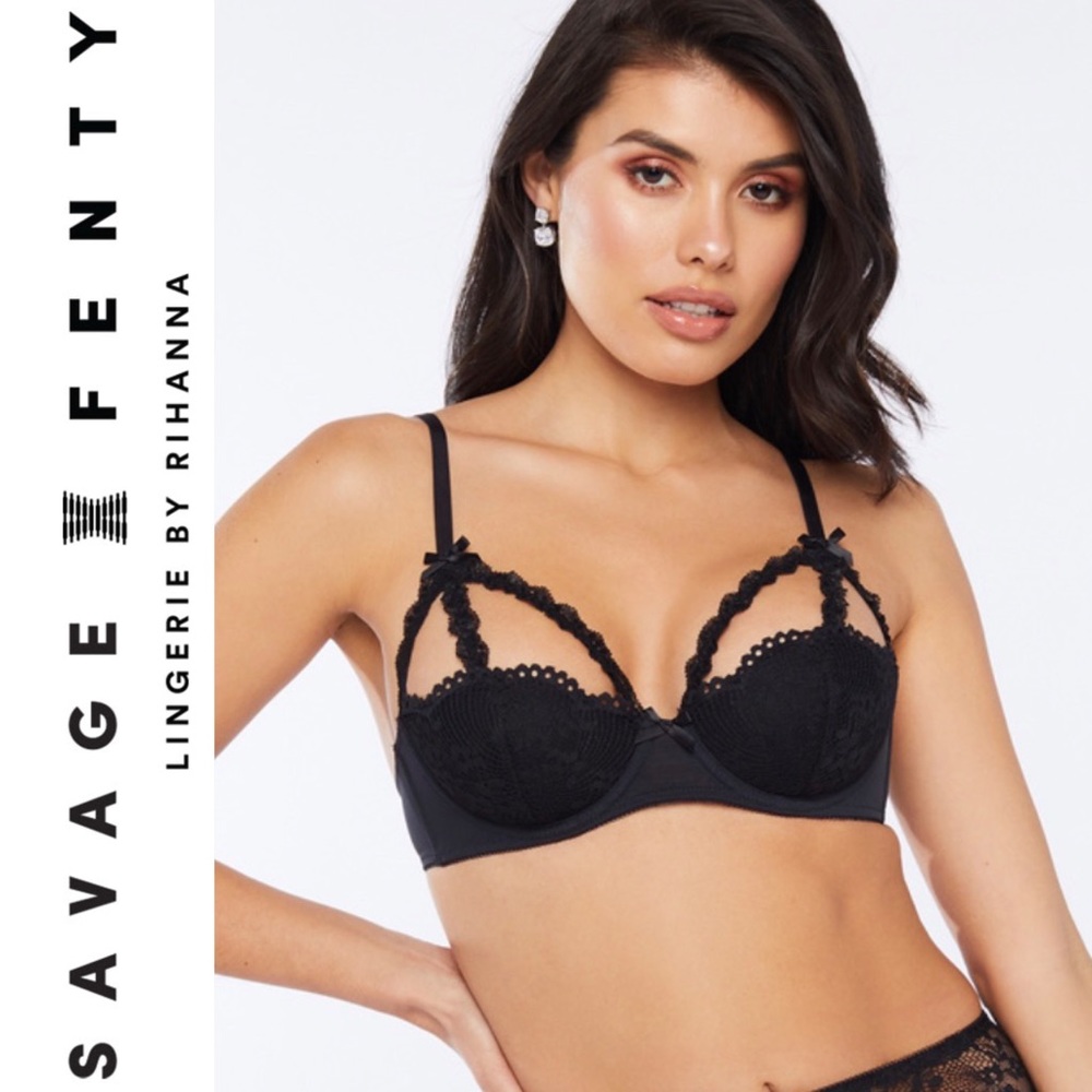 SXF Black Iridescent Lace Caged Bra - Picture 1 of 7